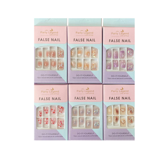 Artificial Fake Nail Extensions with Bow Assorted Designs 7920