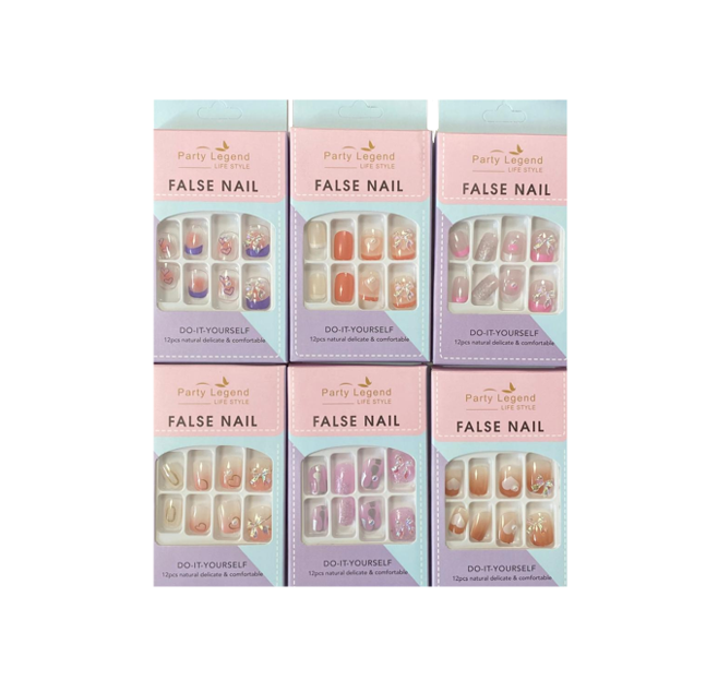 Artificial Fake Nail Extensions with Bow Assorted Designs 7920