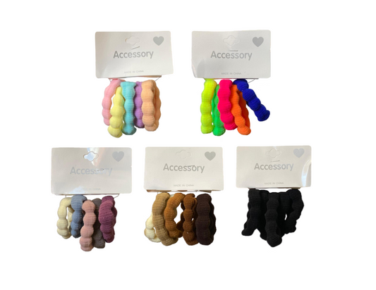 Hair Bobble Elastic Tie Pack of 5 Assorted Colours 7945
