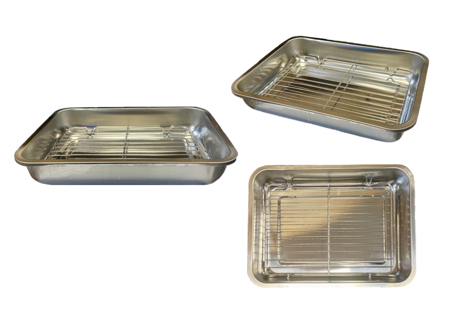 Metal Roasting Lasagne Tray Pan with Grill Rack 31.5 x 21.5 x 7cm 7952