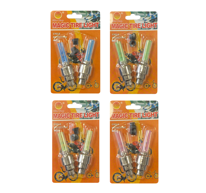 Magic Bike Bicycle Tyre Wheel Light 5.8cm Pack of 2 Assorted Colours 7961