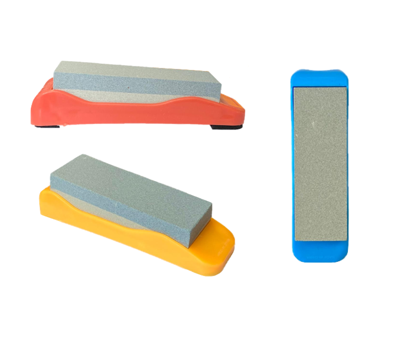 Rectangular Knife Sharpening Stone Water Whetstone with Plastic Holder 14.5 x 4.3 x 3.9cm Assorted Colours 7982