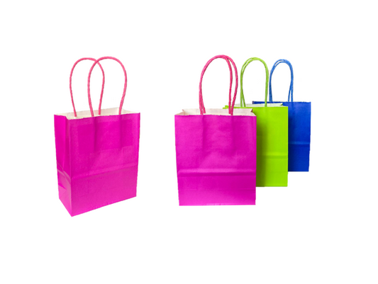 Solid Colour Paper Gift Bag Extra Small 12 x 6 x 15cm Assorted Colours 7996