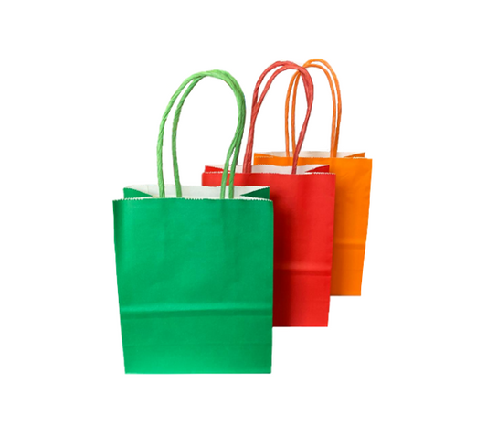 Solid Colour Paper Gift Bag Extra Small 12 x 6 x 15cm Assorted Colours 7996
