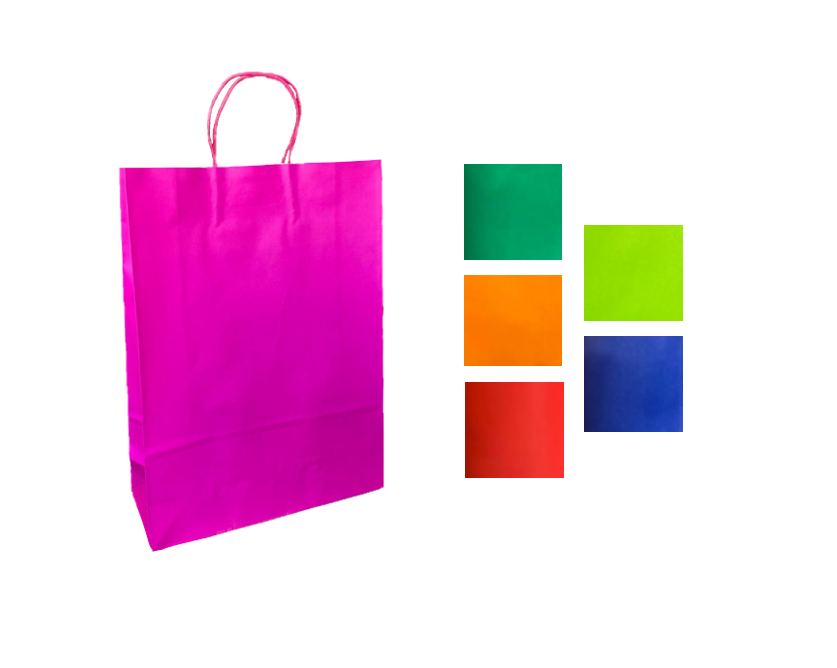 Solid Colour Paper Gift Bag Extra Large 31 x 12 x 42cm Assorted Colours 8000