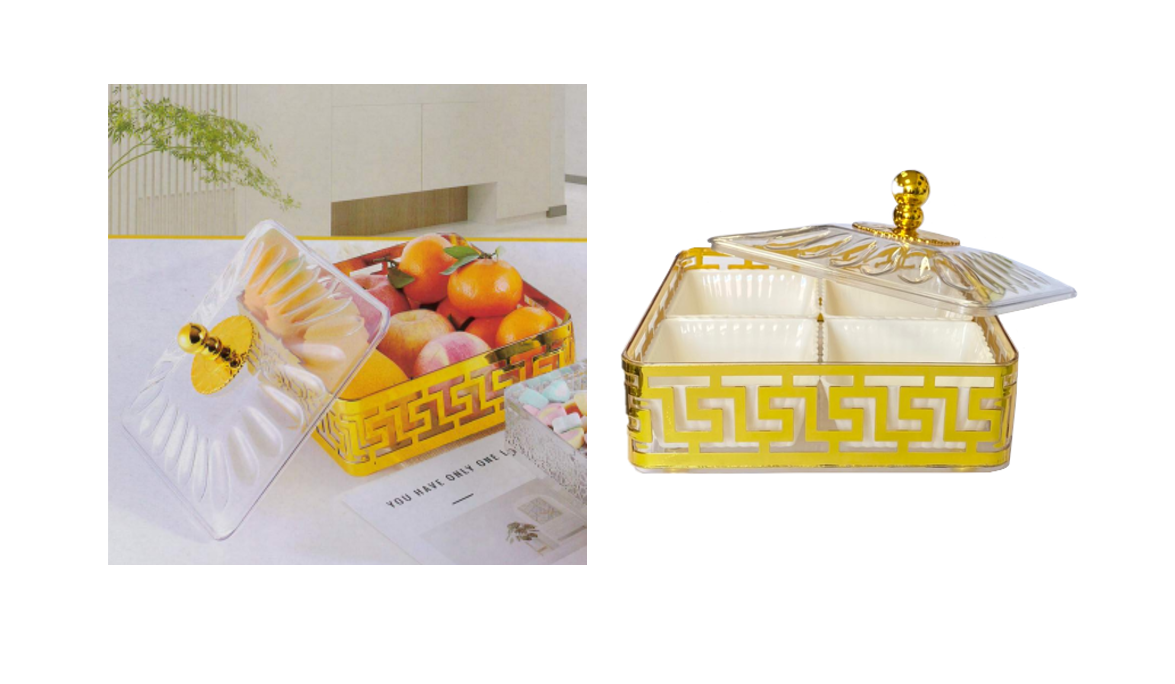 Square Plastic Dry Fruit Nut Sweets Display Storage Container with Lid 21 x 21 x 7.5cm Assorted Colours 8024