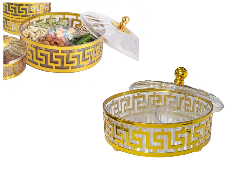 Round Plastic Dry Fruit Nut Sweets Display Storage Container with Lid 20 x 7cm Assorted Colours 8025