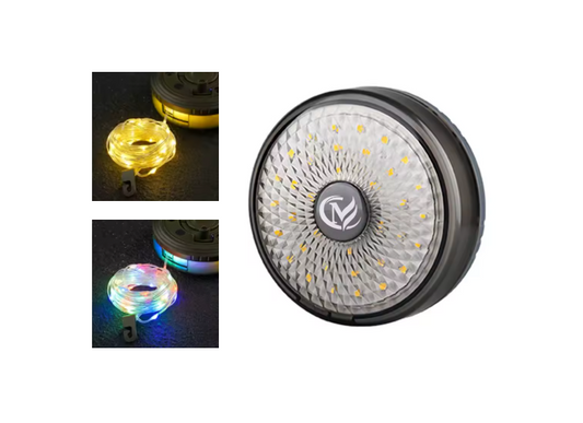 2 in 1 Retractable USB Camping Light and Fairy String Lights on Wind Up Roll 10m Assorted Colours 8044