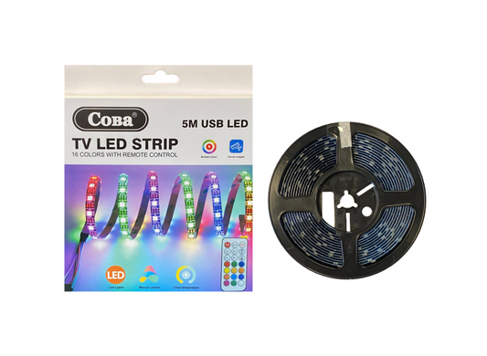 Adhesive Multicolour Indoor TV USB LED Strip with Remote 5m 8046