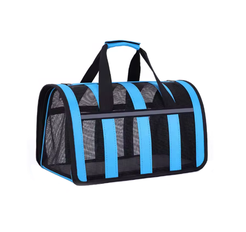 Pet Dog Cat Foldable Striped and Mesh Carrier Case with Handle and Shoulder Strap 48.5 x 26 x 27cm Assorted Colours 8050