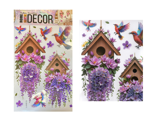 Room Decor 3D Effect Wall Stickers Bird Floral 60.5 x 35 cm Assorted Designs 8063