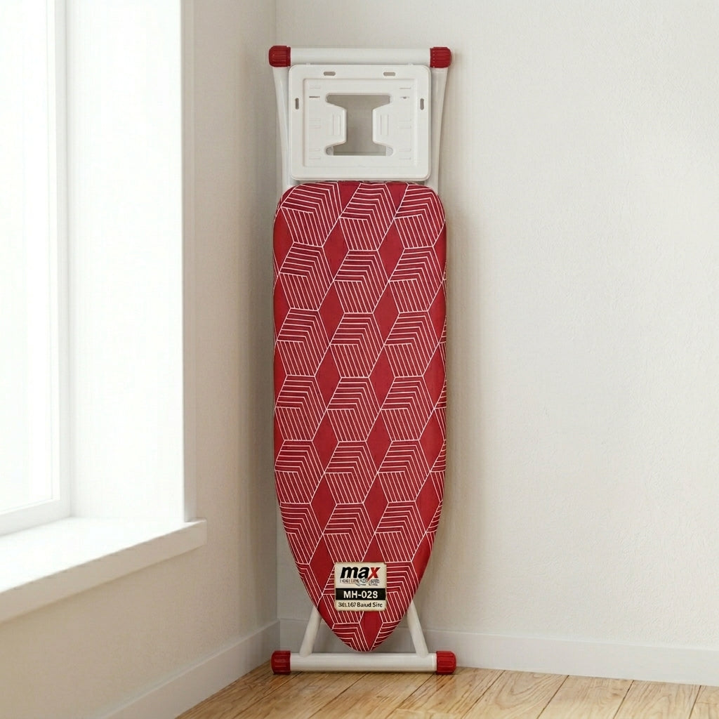 Max Housewares Ironing Board 38 x 110 cm Adjustable Height Mesh Surface White Legs SKU MH-028