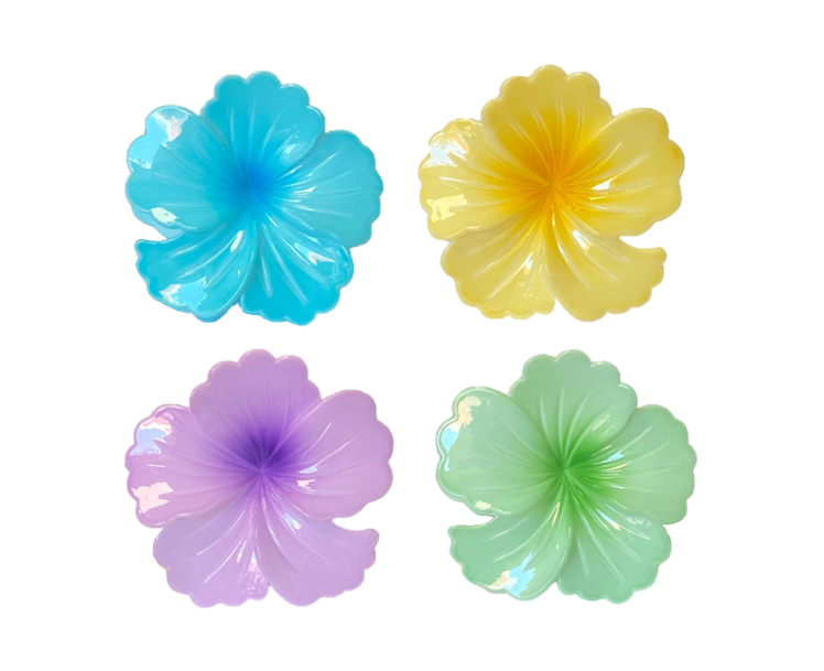 Plastic Tropical Hibiscus Flower Hair Claw Clip 8cm Assorted Colours 8067