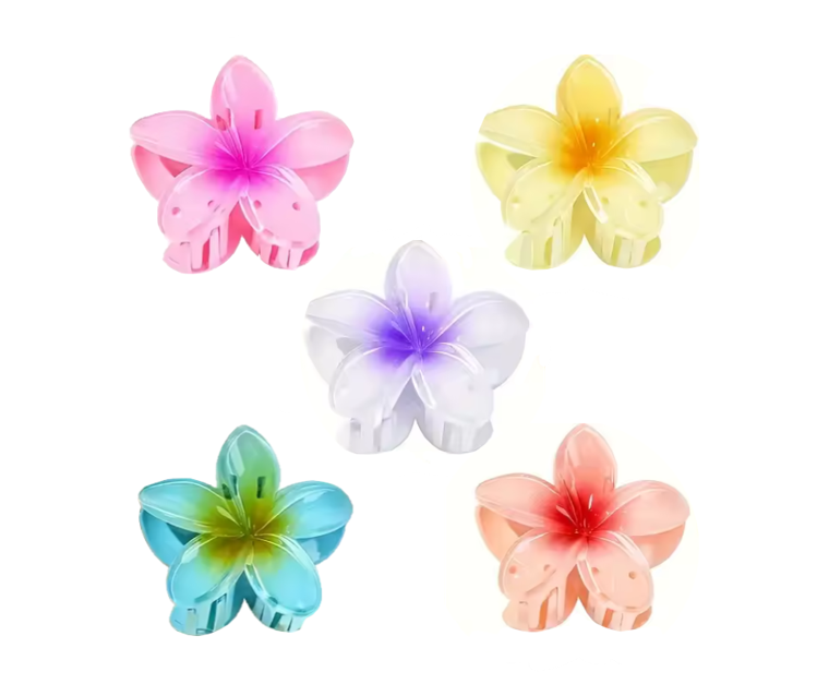 Plastic Tropical Frangipani Flower Hair Claw Clip 8cm Assorted Colours 8069