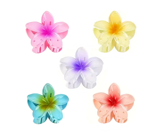 Plastic Tropical Frangipani Flower Hair Claw Clip 8cm Assorted Colours 8069
