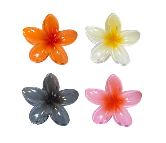 Plastic Tropical Frangipani Flower Hair Claw Clip 8cm Assorted Colours 8069