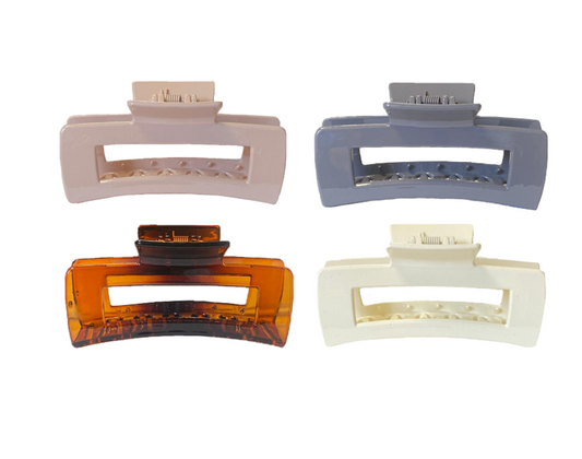 Plastic Hair Claw Clip Rectangular 10cm Assorted Colours 8071