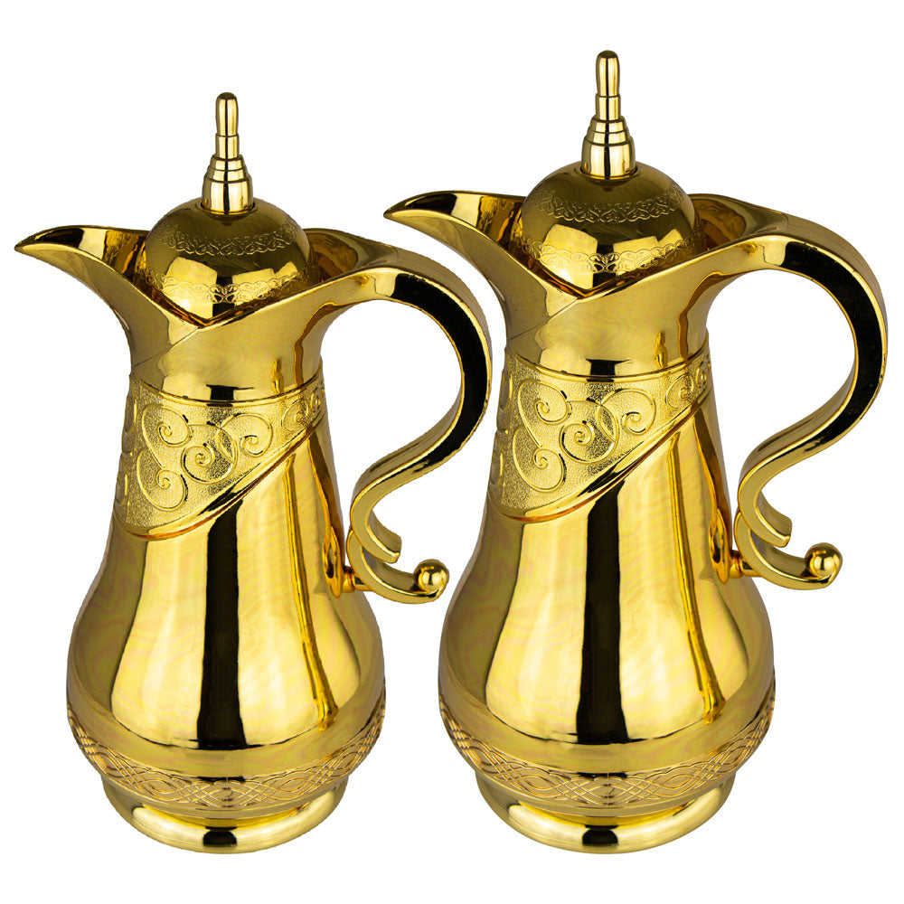 Durane Ornate Tea Coffee Vacuum Flask Hot Drink Dispenser Jug Set of 2 Gold 8556
