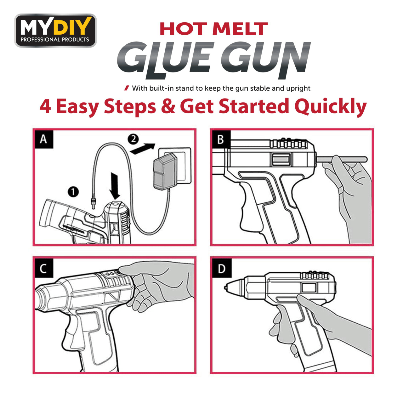 Hot Melt Glue Gun With Anti Drip Nozzle including 100 Glue Sticks 8601