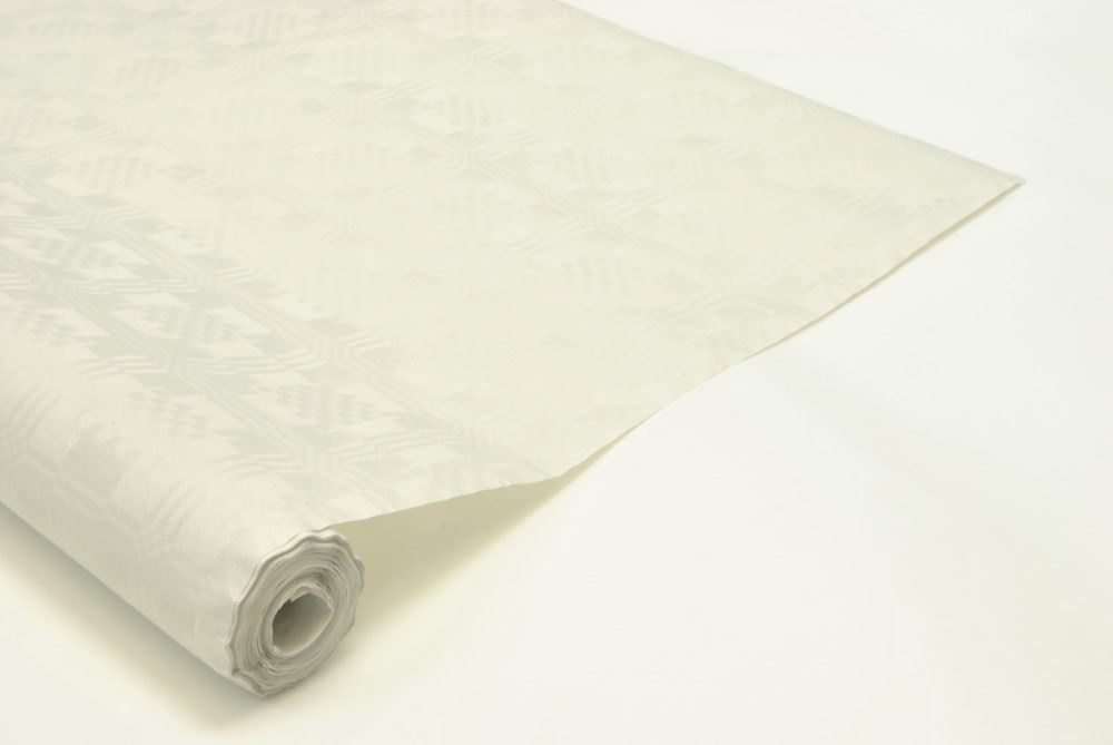 Eco Disposable Paper Table Banquet Roll White Damask 25 x 1.2m 895002