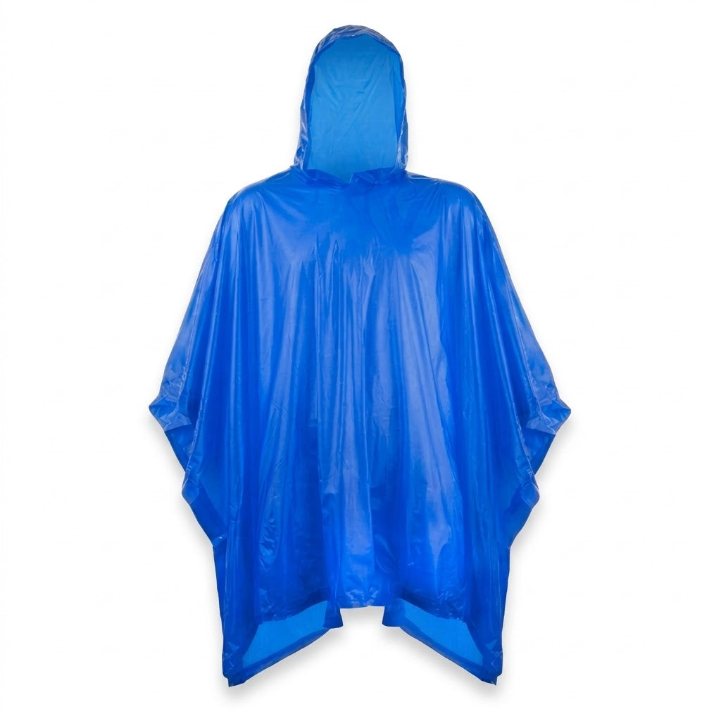 Adult Waterproof Plastic Poncho Raincoat 52" x 80" Assorted Colours SKU 4838