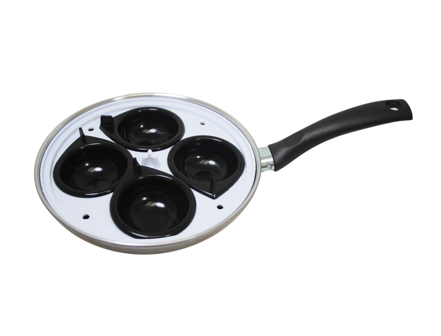 Non Stick Home Kitchen 4 Egg Poacher Pan 20cm With Long Safety Handle Egg Poacher 5.5cm 9101 A