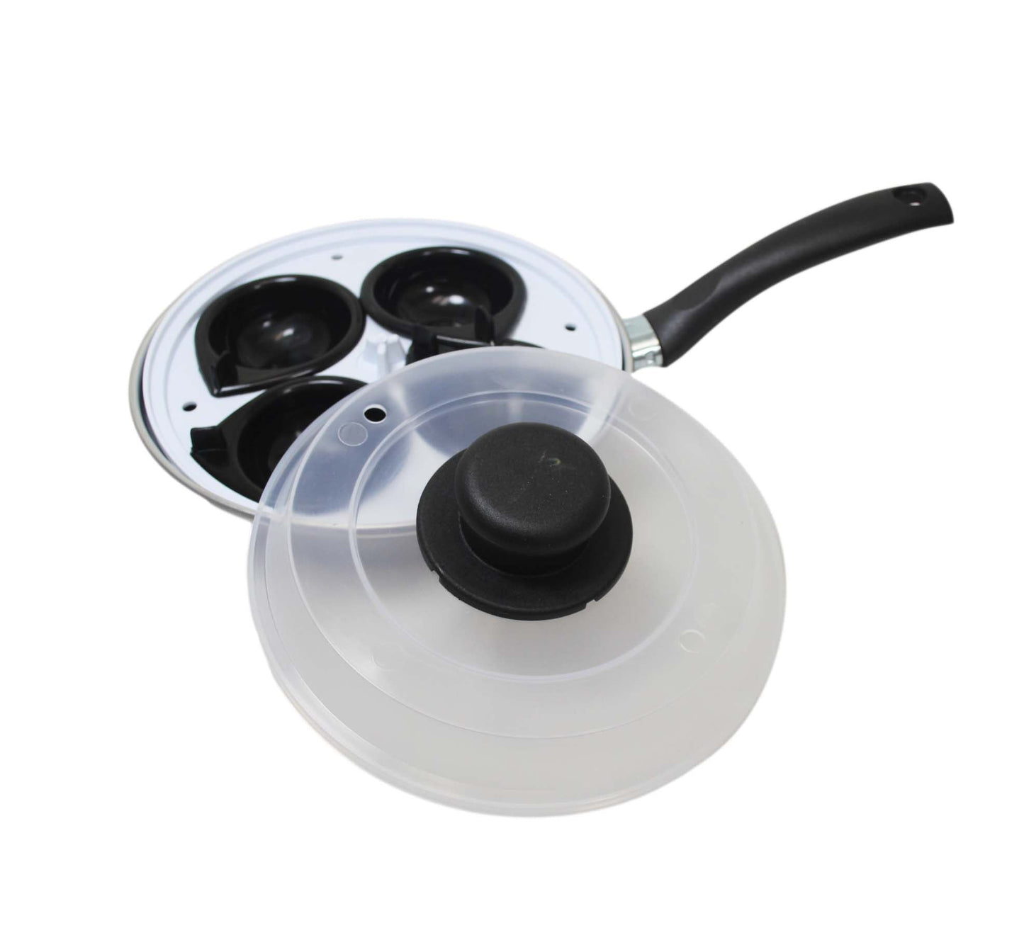 Non Stick Home Kitchen 4 Egg Poacher Pan 20cm With Long Safety Handle Egg Poacher 5.5cm 9101 A