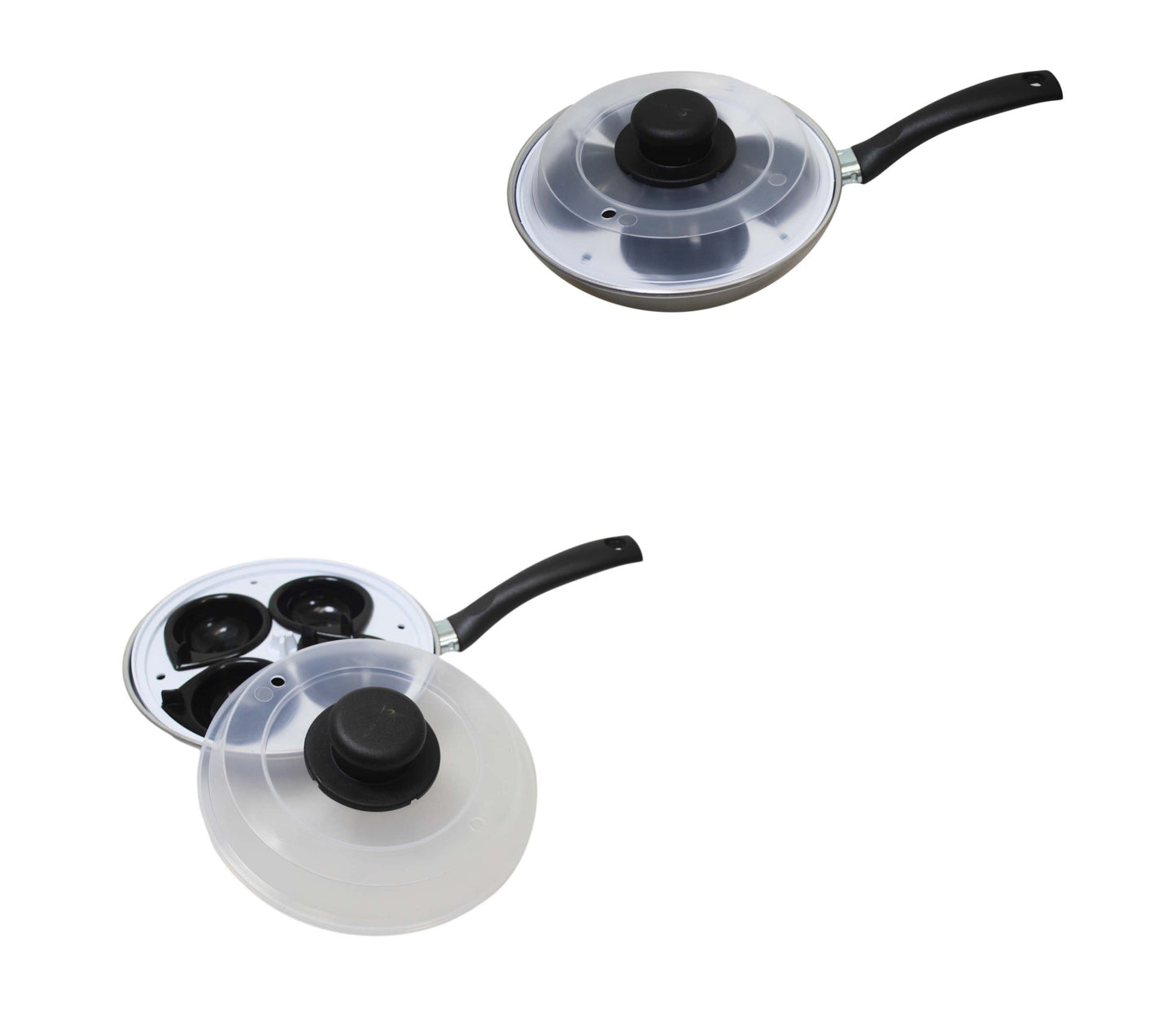 Non Stick Home Kitchen 4 Egg Poacher Pan 20cm With Long Safety Handle Egg Poacher 5.5cm 9101 A