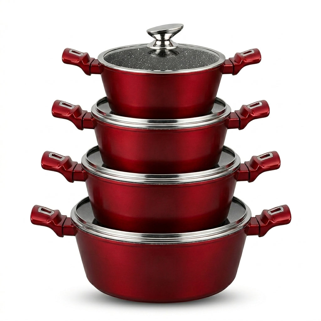 Sigma 4-Piece Casserole Set with Lids, Red, 18-20-24cm, SKU DL9131