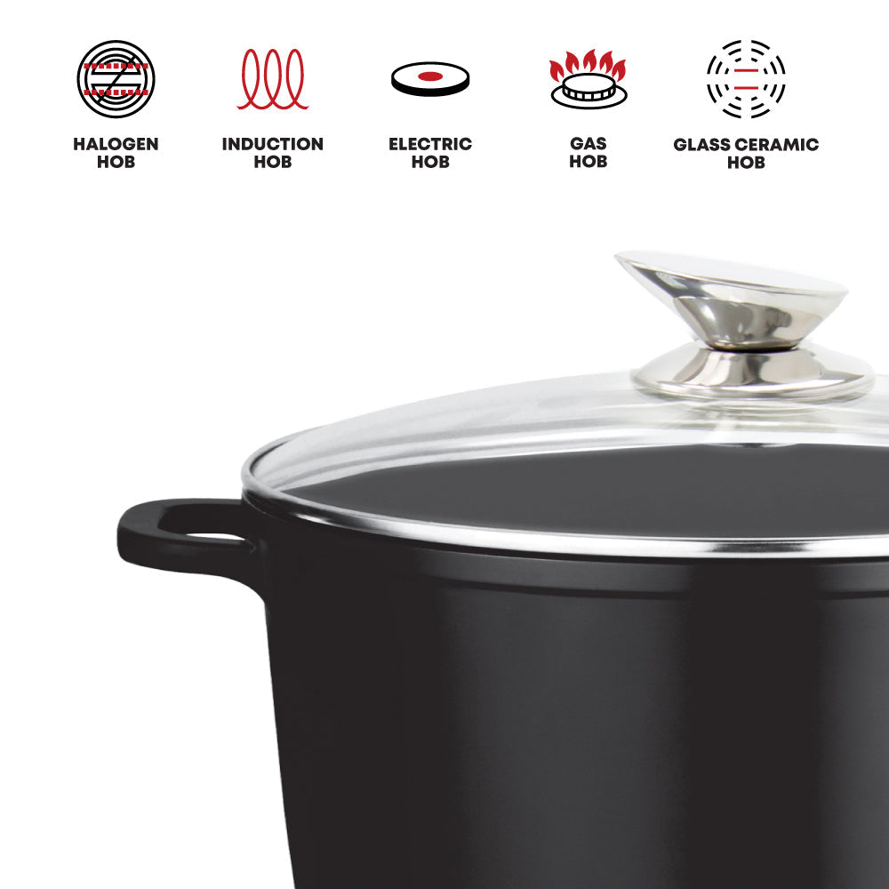 Nea Diecast Stockpot with Lid and Silicone Grips 20cm Nera 4219 / 9375