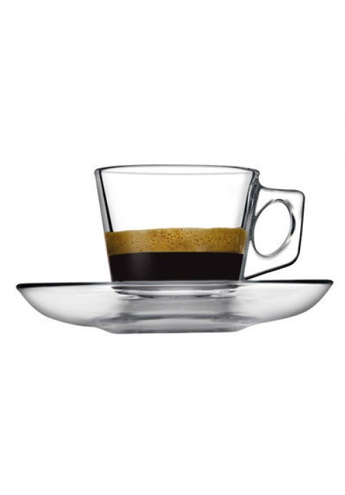 PB Vela Glass Espresso Coffee Cups with Saucers 80ml Set of 12 97301
