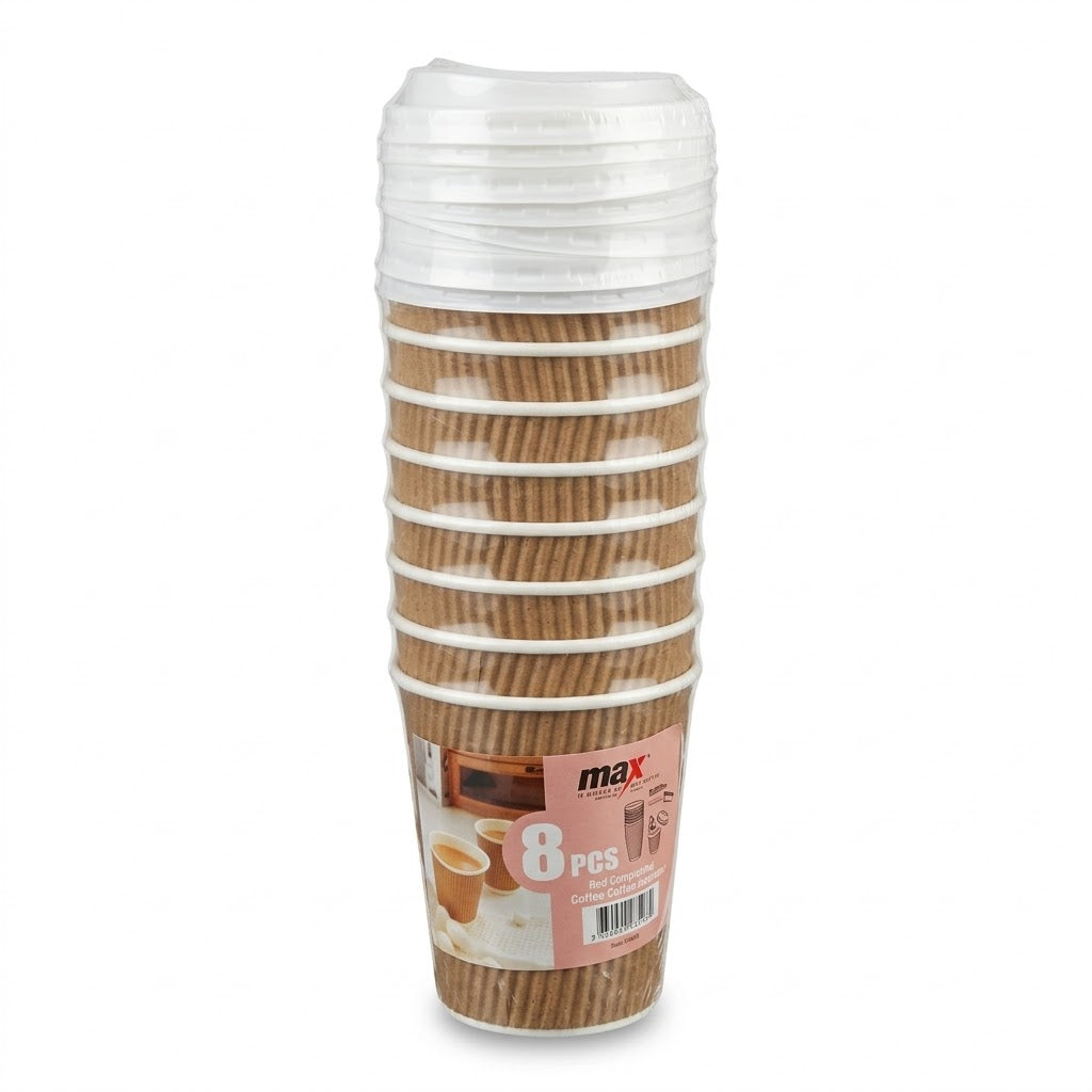8 OZ Double Wall Paper Cups With Lids  SKU MX6091