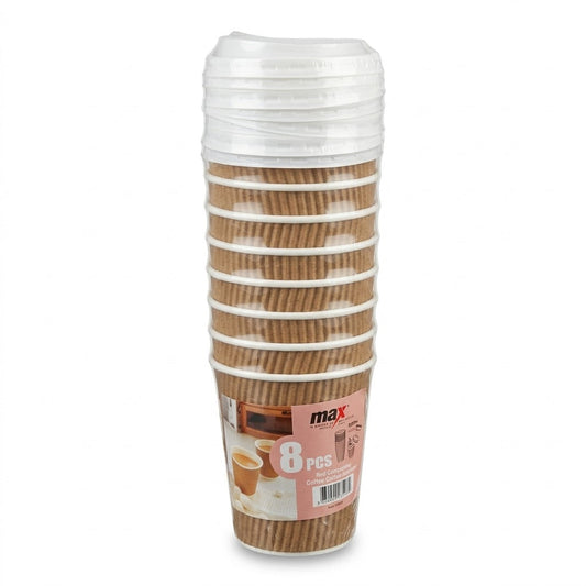 8 OZ Double Wall Paper Cups With Lids  SKU MX6091
