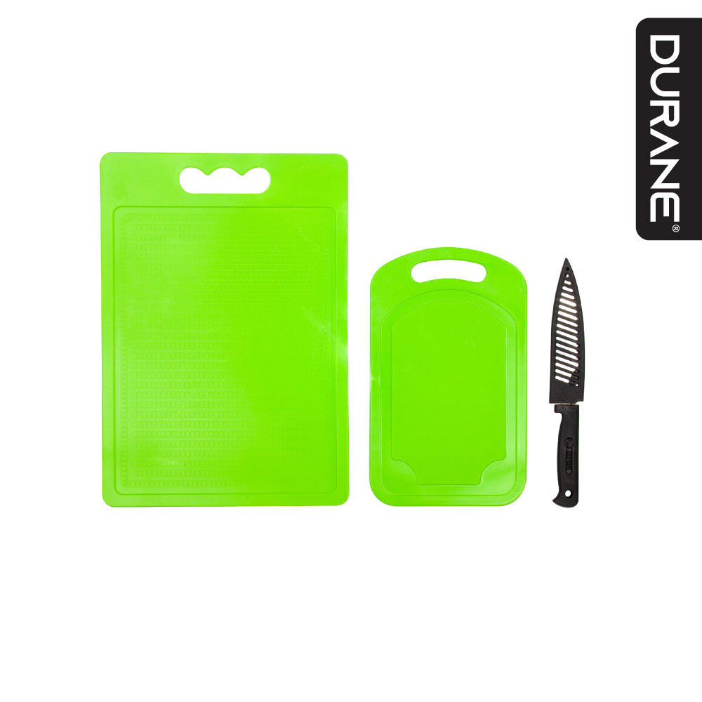 Plastic Chopping Board with Knife Set of 3 Assorted Colours 2938 / 9811
