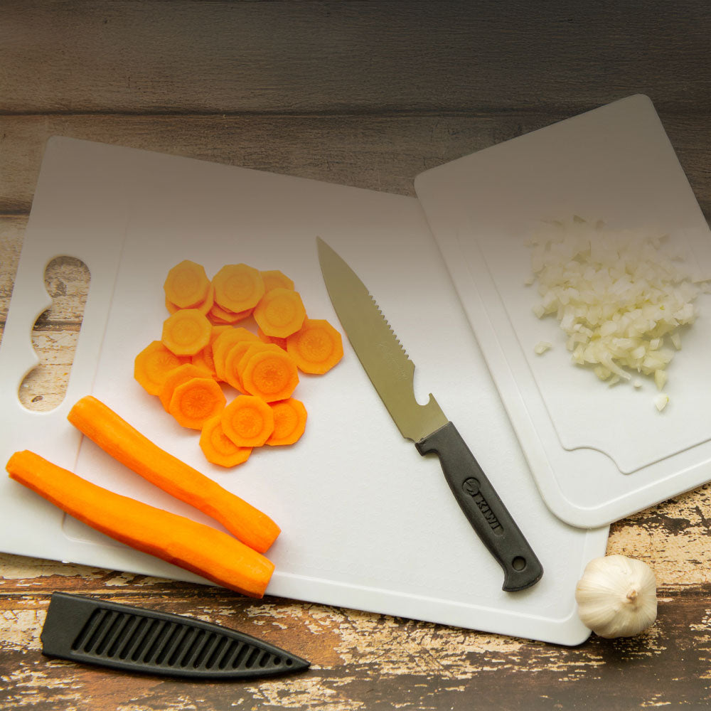 Plastic Chopping Board with Knife Set of 3 Assorted Colours 2938 / 9811