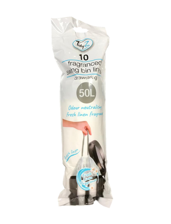 Fresh Linen Fragranced Swing Bin Bag Liners 50L 80 x 124 cm Roll of 10 B0235