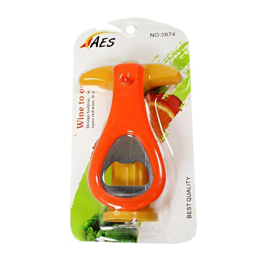 Plastic Bottle and Wine Corkscrew Opener Set 9-12cm Assorted Colours 5114