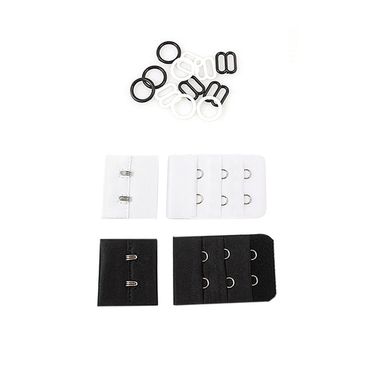 Assorted Elastic Bra Buckle Set Black and White 4808