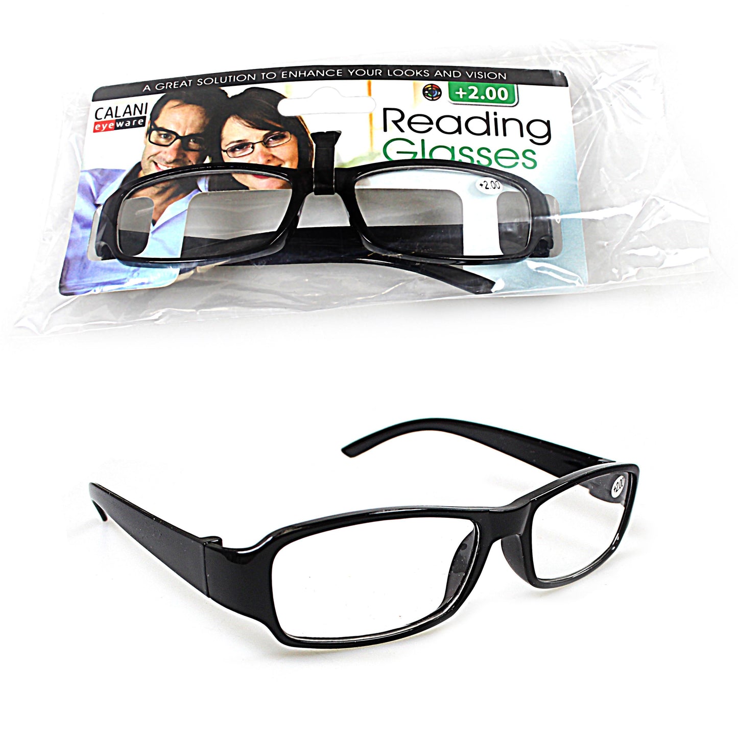Plastic Calani Reading Glasses +2.00 Assorted Colours RD200 / BOX200
