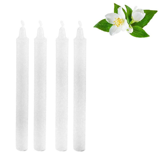 Long Scented White Wax Candle Sticks 20cm Pack of 4 Jasmine Scented 0227