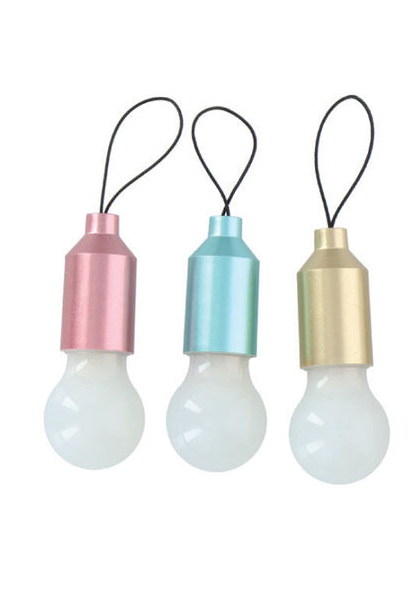 LED Light Bulb Keychain Pull Switch 5.5cm Multicolour Auto-Change SKU 9982