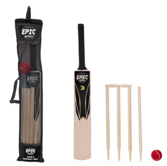 Children's Outdoor Wooden Cricket Bat Set Size 3 1394773