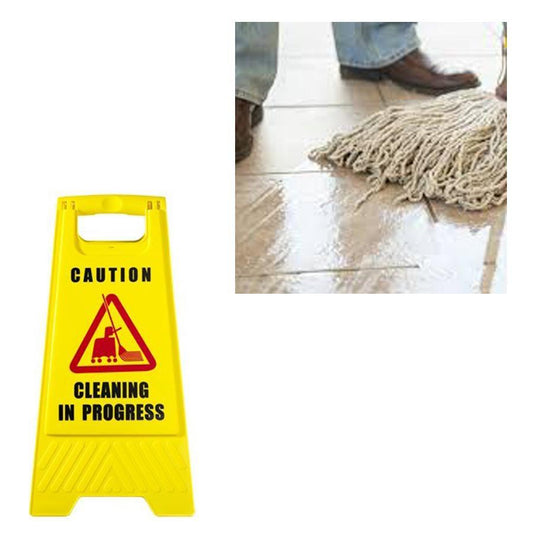 Plastic Yellow 'Caution Cleaning in Progress' Safety Sign 60cm 5144