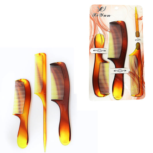 Pack of 3 Plastic Standard Comb Set Haircare Assorted Sizes 4804 A
