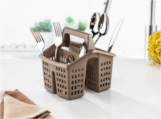 Plastic Sink Cutlery Holder 4 Sections 10 x 16 cm Assorted Colours D14007