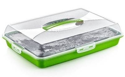 Plastic Cake Pastry Party Brownie Tray Storage Carry Box with Cover 45 x 30 x 10 cm Assorted Colours D30307