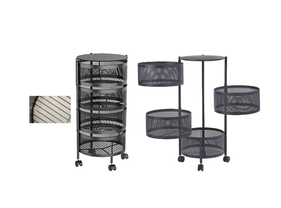Metal Mesh 4 Tier Multipurpose Organiser Rack with Wheels 31 x 30.5 x 72.5 cm Black DL1001