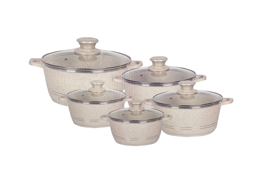 Delight Non-Stick Die-Cast Casserole Pan Set of 10 20 - 32 cm Cream DL9018/DL9016/Dl9031/DL9031
