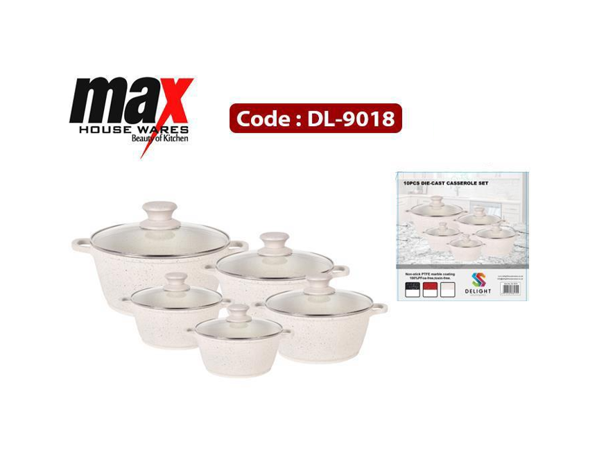 Delight Non-Stick Die-Cast Casserole Pan Set of 10 20 - 32 cm Cream DL9018/DL9016/Dl9031/DL9031