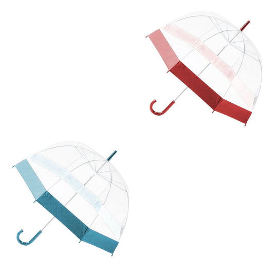 Clear Transparent Umbrella with Coloured Border 84cm Assorted Colours 1926 A